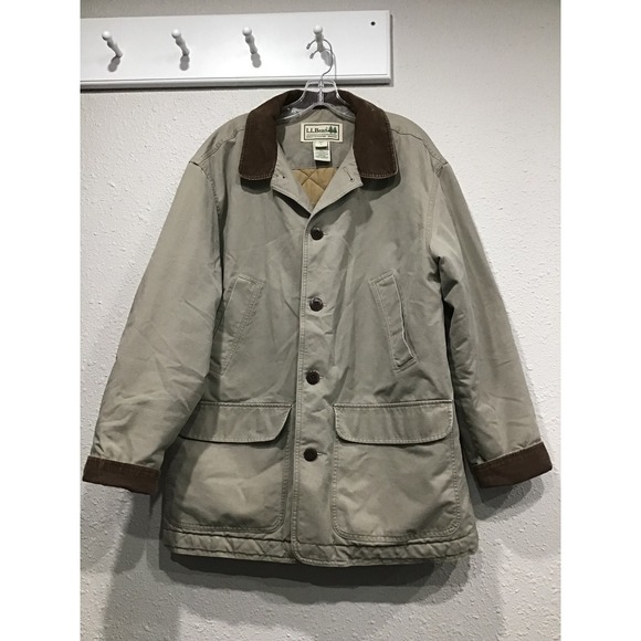 LL Bean Other - VTG L.L. Bean Green Chore Coat Men's L Quilted Lined Corduroy Collar Barn Jacket